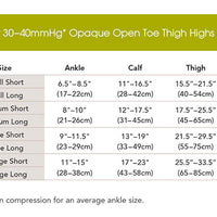 30-40mmHg* Opaque Open-Toe Thigh Highs