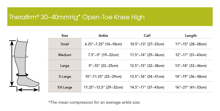 30-40mmHg*  Opaque Open Toe Knee Highs