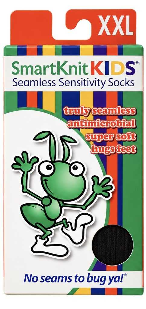 SmartKnit KIDS Seamless Sensitivity Socks - XXL Black