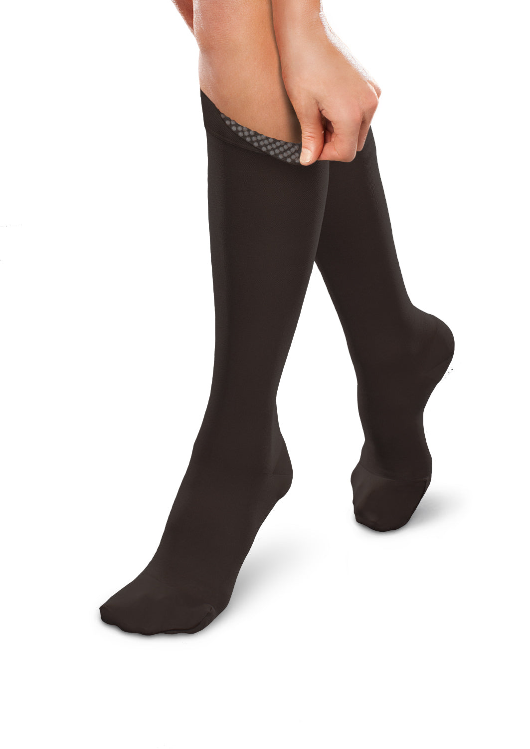 30-40mmHg*  Opaque Knee Highs With Silicone Band